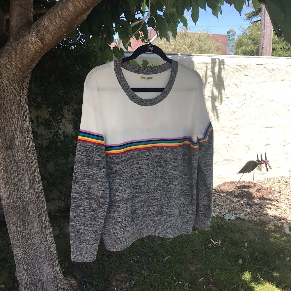 Inspired Hearts Rainbow Sweater, NWT, XL